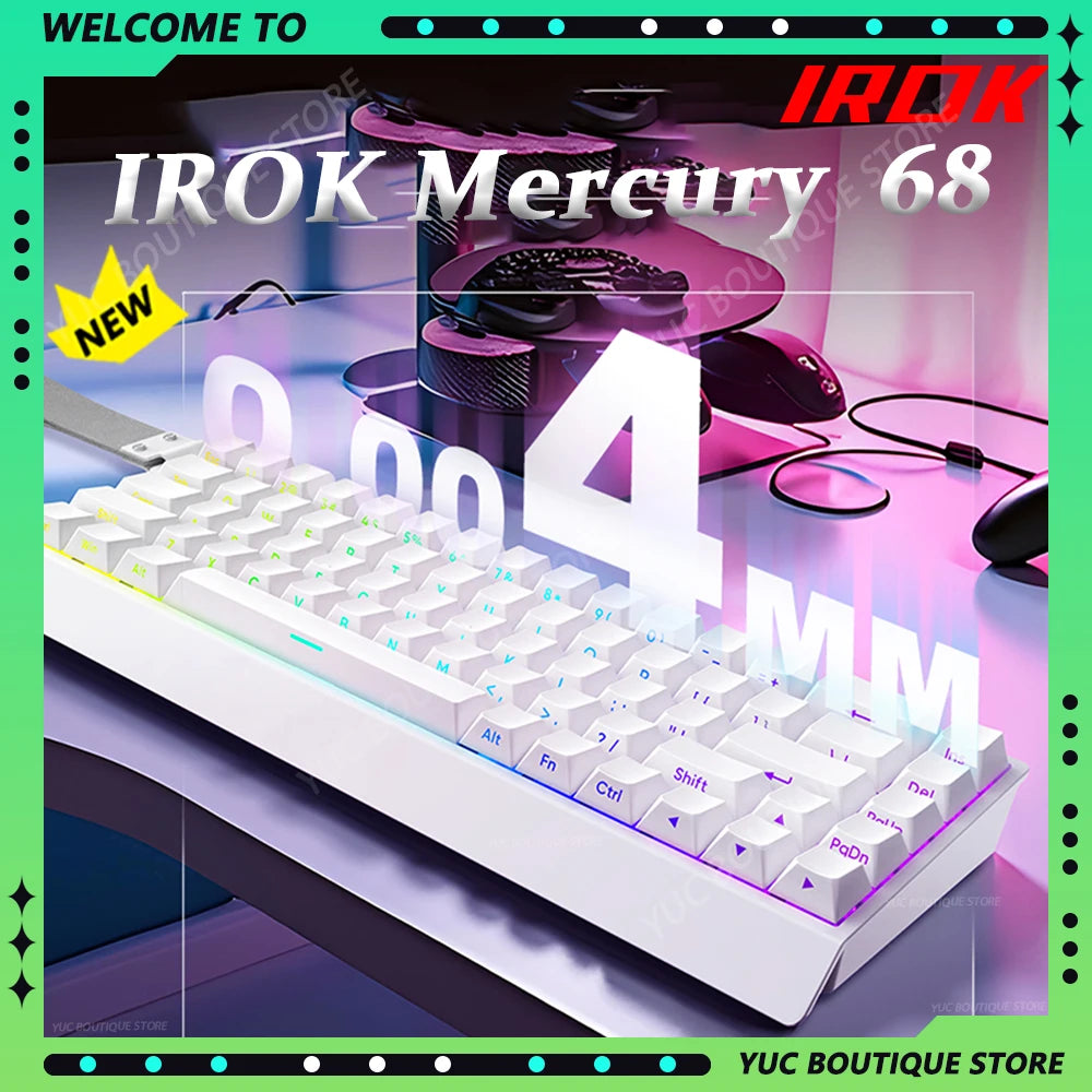 IROK CAROTMAS Mercury 68 8K Teclado mecánico para juegos de deportes electrónicos con interruptor magnético RGB, batería de larga duración, accesorio para juegos personalizado con intercambio en caliente