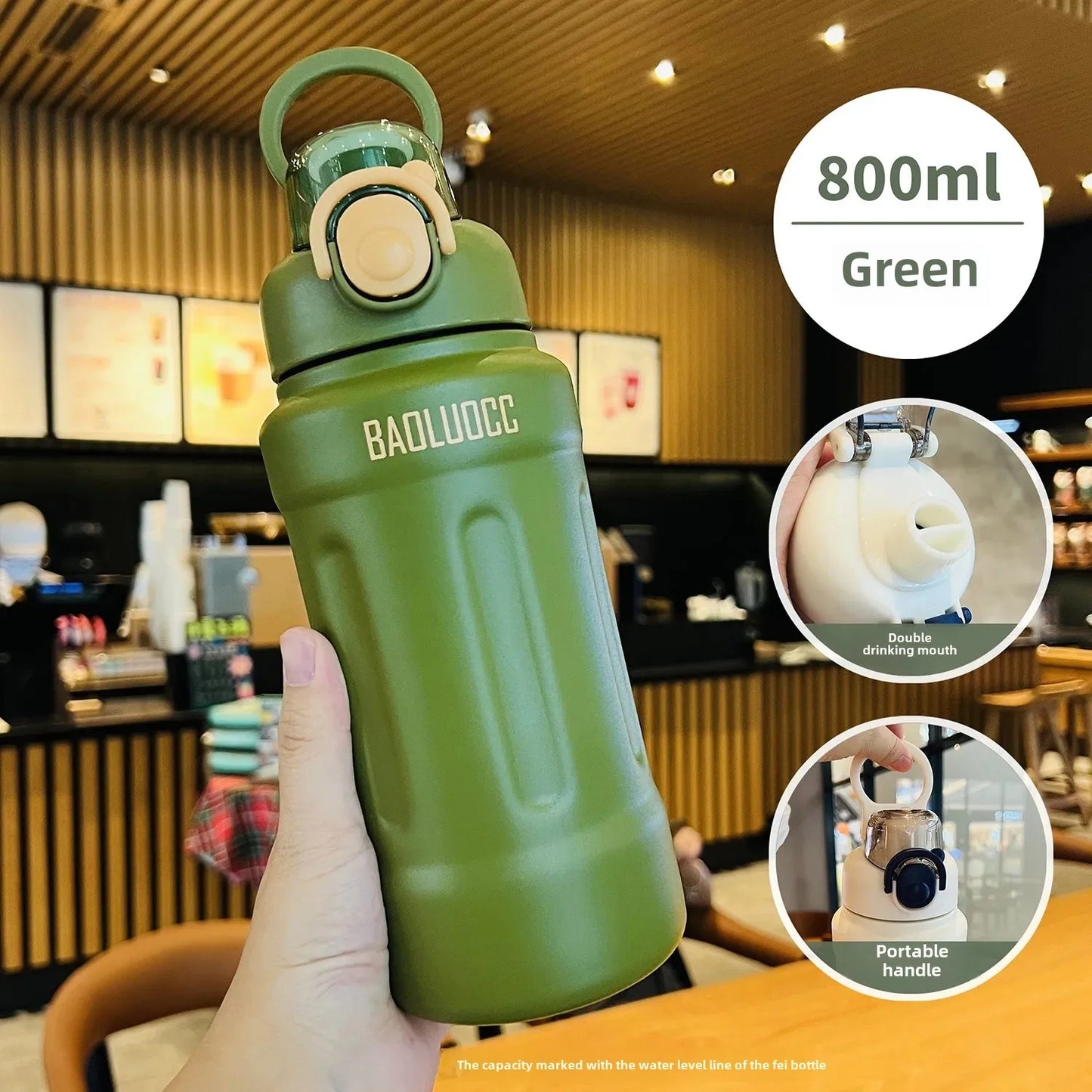 Taza térmica aislante de acero inoxidable 316 de alta capacidad, portátil, deportiva, con pajita, para hombres, mujeres y estudiantes, ideal para actividades al aire libre.