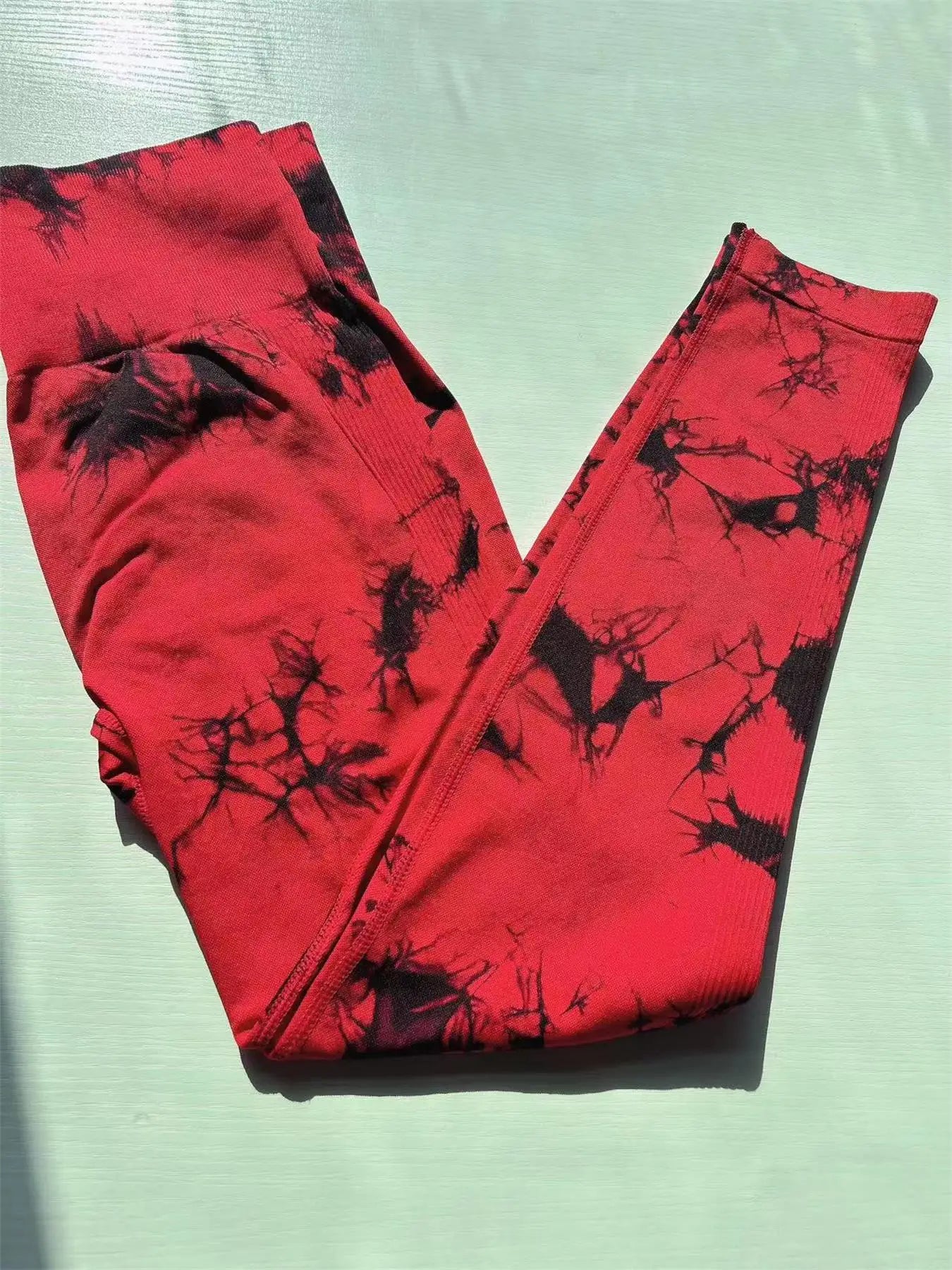 All Seasons Women's Tie Dye Print High Waist Sports Leggings, Breathable Wide Waistband Seamless Skinny Pants for Gym Workout
