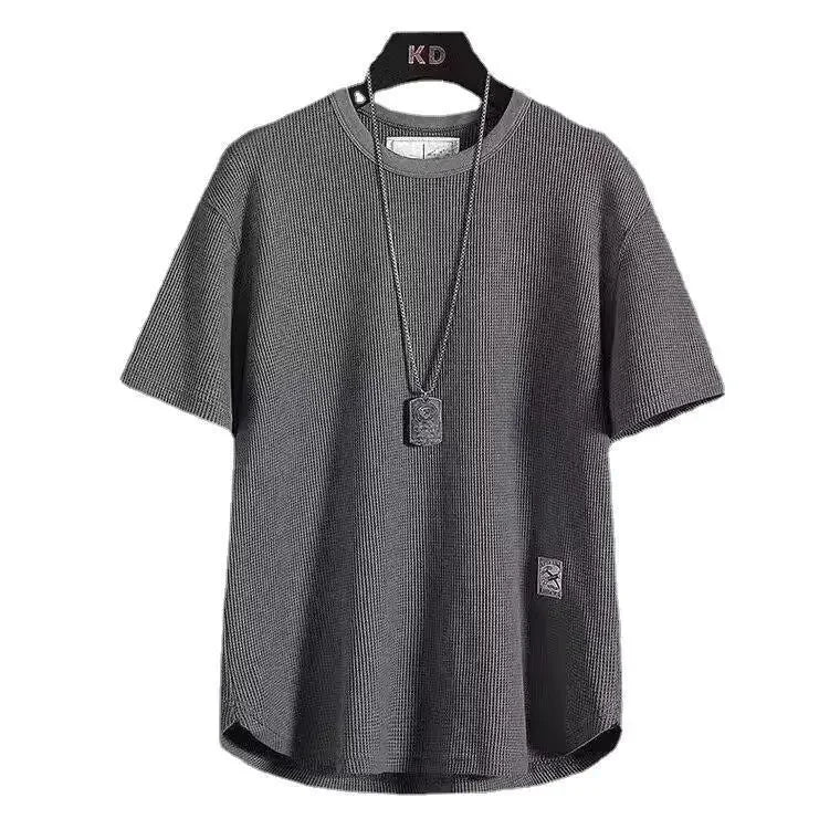 Camiseta de manga corta de seda blanca de hielo, fina, holgada, de talla grande, con cuello redondo, media manga, cinco mangas, informal, transpirable, para verano