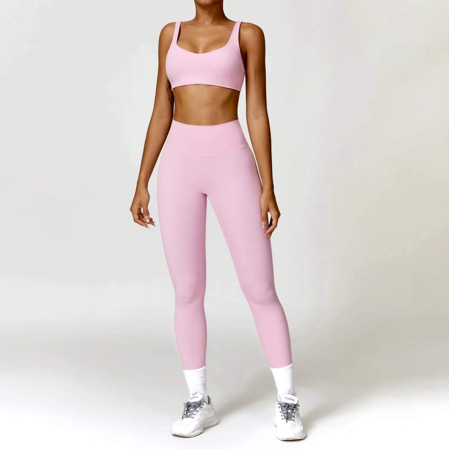 Conjunto de chándal de yoga para mujer, 2 piezas, ropa deportiva para entrenamiento, ropa deportiva, leggings de gimnasio, sujetador de fitness, top corto, trajes deportivos de manga larga