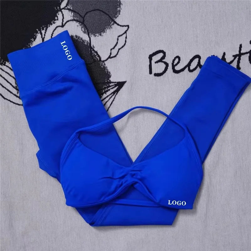 Conjunto de 2 piezas de yoga para mujer, leggings de cintura alta sin costuras, sujetador deportivo, ropa de entrenamiento, ropa deportiva para correr