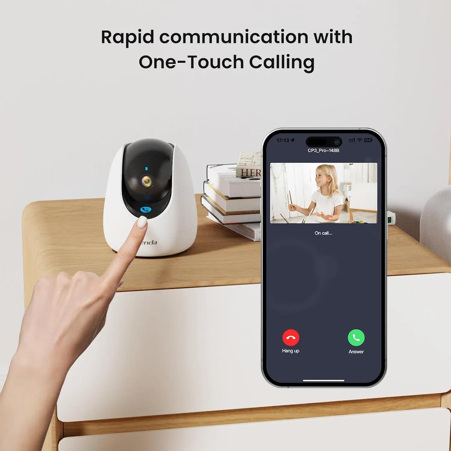Cámara de interior Tenda 2K WiFi6 inalámbrica para seguridad del hogar, llamadas con un solo toque, detección de llanto de personas, mascotas y bebés, visión nocturna.