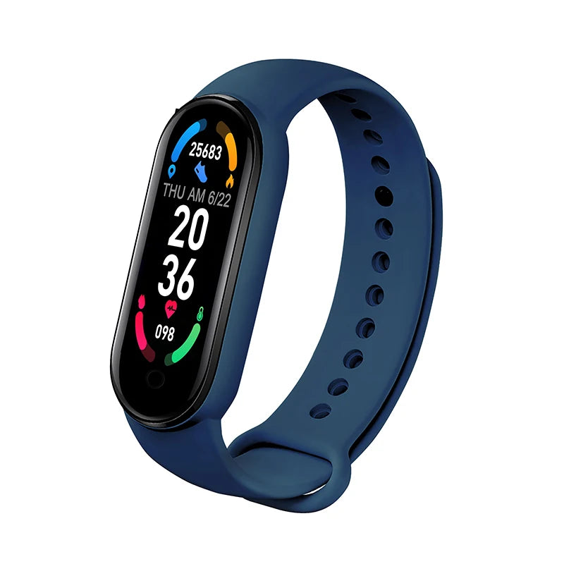 Reloj inteligente M6 para hombre y mujer, pulsera deportiva con control del ritmo cardíaco y de la presión arterial, resistente al agua y multifunción.