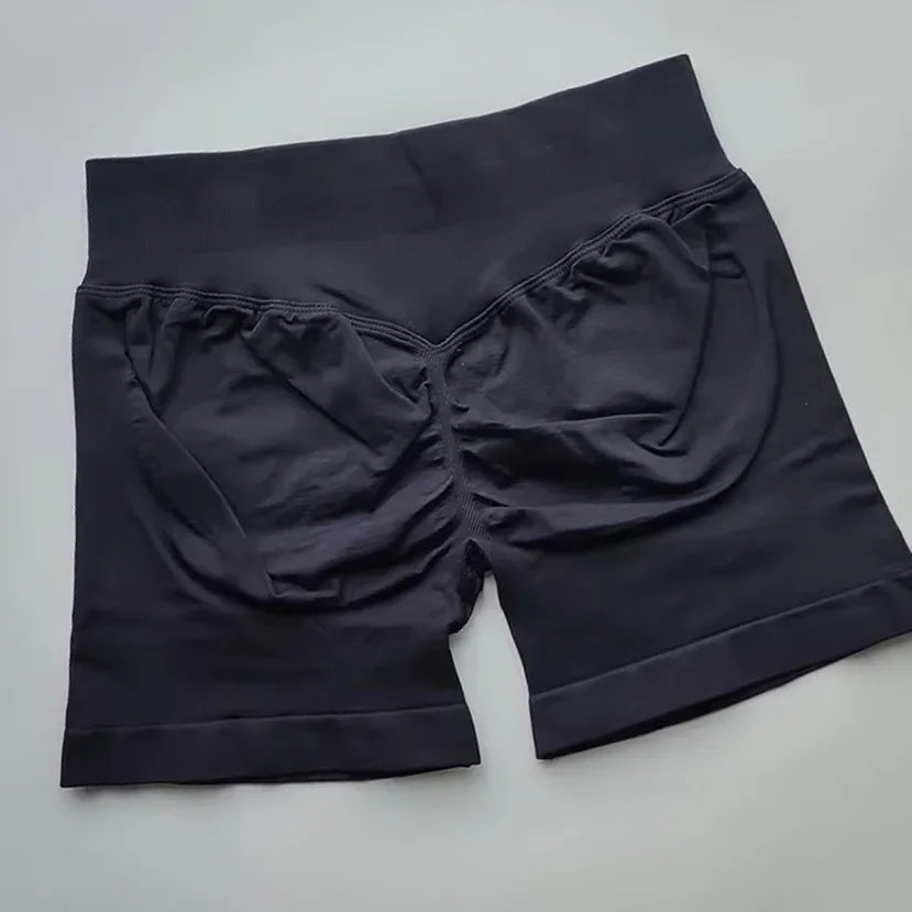 Pantalones cortos deportivos de impacto para mujer, cintura baja acanalada, sin costuras, ajustados, para entrenamiento, gimnasio, pantalones cortos elásticos para correr con cintura alta