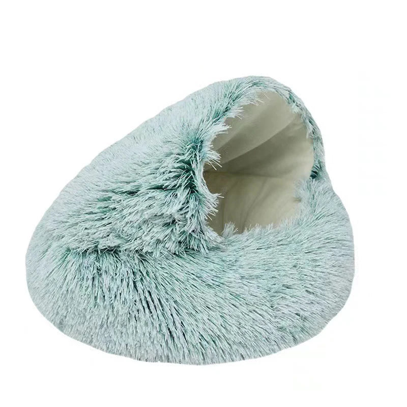 Cama de felpa suave para mascotas con funda, redonda, colchón para mascotas, cálida, nido para dormir para perros pequeños y gatitos.