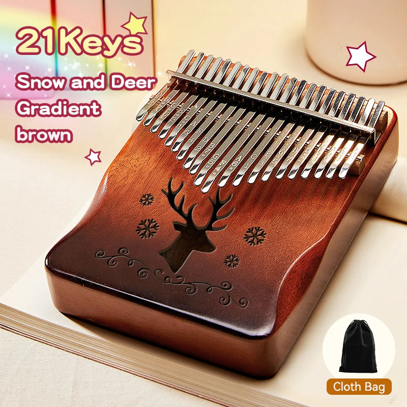 Piano de pulgar Kalimba de 21 teclas con diseño de ciervo: ideal para principiantes, regalo de cumpleaños perfecto, accesorios de piano, regalo de piano.