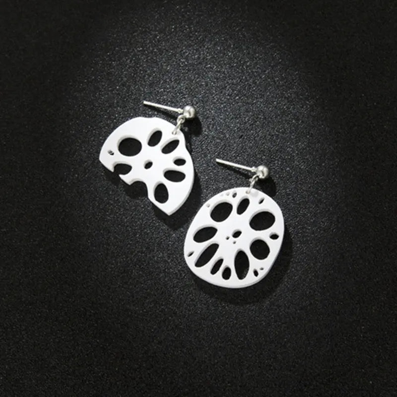 Pendientes acrílicos de moda, grandes hojas colgantes, queso, raíz de loto blanco, asimétricos, joyería creativa de dibujos animados para niñas.