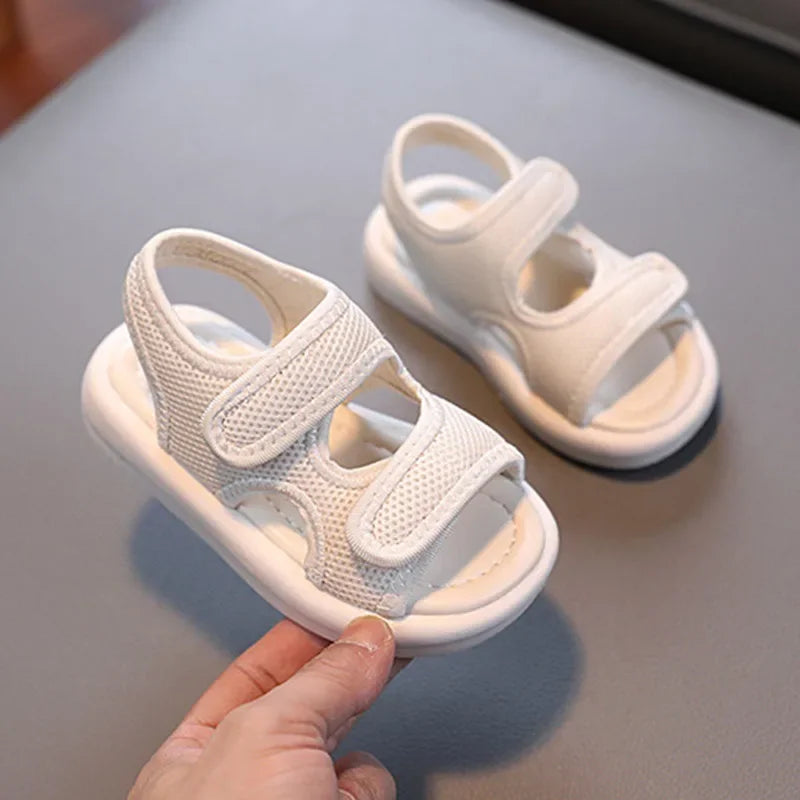 Sandalias transpirables para niños y niñas, zapatos de verano, zapatillas blancas y frescas