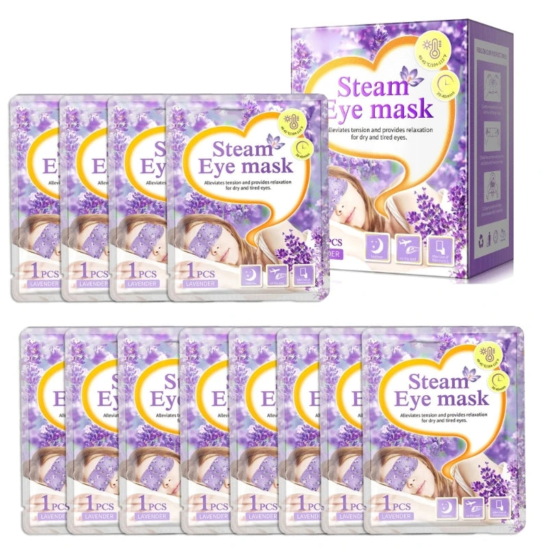 12 piezas de mascarilla para ojos autocalentable desechable con almohadilla térmica para ojos, mascarilla hidratante para ojos con calor, mascarilla para dormir de lavanda para uso diario