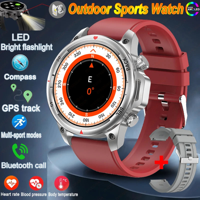 Reloj inteligente deportivo para exteriores Xiaomi, con GPS, linterna, brújula, Bluetooth, llamadas, control del ritmo cardíaco, NFC, resistente al agua, 2025