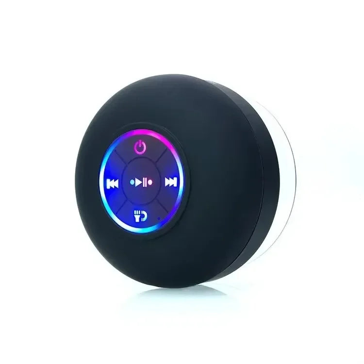 Mini altavoz portátil de audio con Bluetooth, IPX4, resistente al agua, con luces LED para baño y exterior, con ventosa grande que se puede adsorber en la pared.