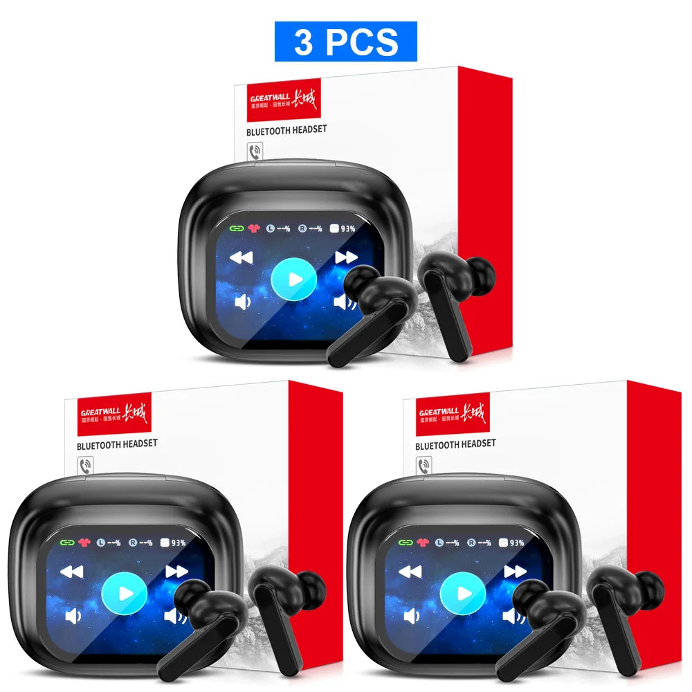 Auriculares inalámbricos GREATWALL TWS originales con Bluetooth, pantalla táctil LCD inteligente, sonido estéreo HiFi, llamadas HD y aplicación.