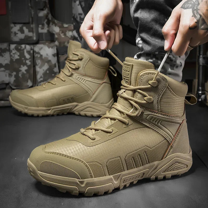 2024Men's Boots Outdoor Tactical mid-waist Boot Men's Hiking Shoes Non-slip Desert Combat Boots Men's Solid Color Snow Boots New