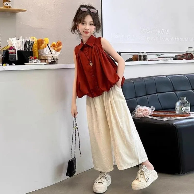 Conjunto de ropa infantil de 7 a 12 años para niña, ropa de verano para niña, 10 piezas, parte superior e inferior, 2025, nueva ropa infantil.