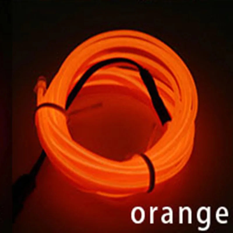Tira de luces LED de neón para ambiente interior de coche, 5 m/118,11 pulgadas, tubo de luz fría EL flexible para bricolaje, decoración para coche