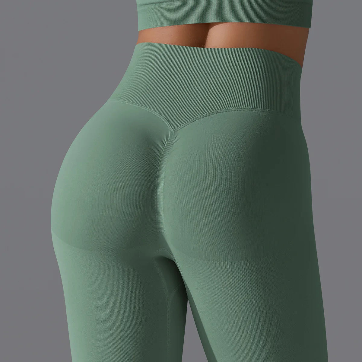 Leggings deportivos de yoga para mujer, sin costuras, cintura alta, elásticos, color sólido, para gimnasio, correr, secado rápido, realce y efecto moldeador.