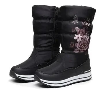 Botas de nieve para mujer, botas de invierno con plataforma, botas gruesas de felpa, impermeables y antideslizantes, zapatos de invierno de moda para mujer, botas cálidas de piel para mujer