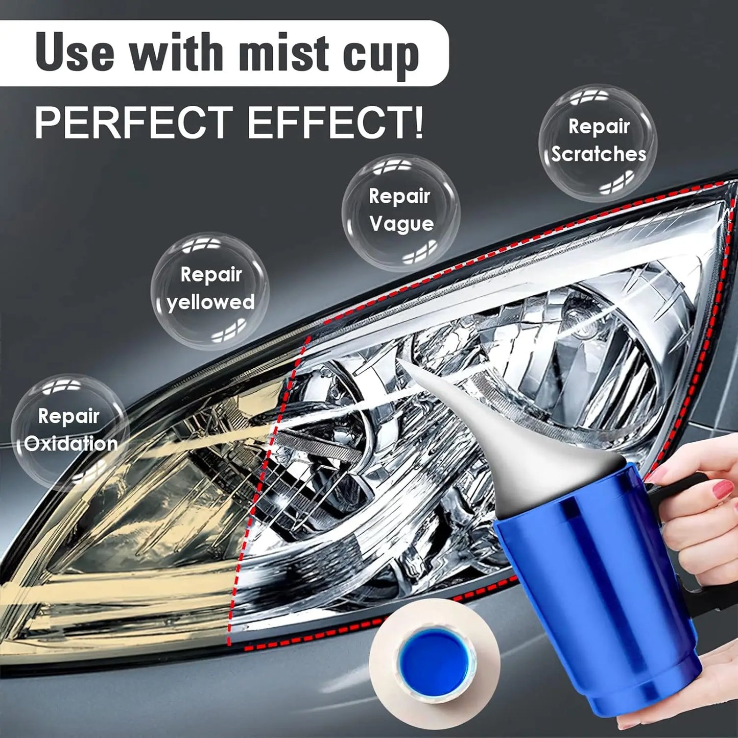 Líquido reparador de faros de coche, renovación de faros de coche, restauración, limpieza, líquido para faros de coche, pulidor de polímero, repuestos para faros de coche