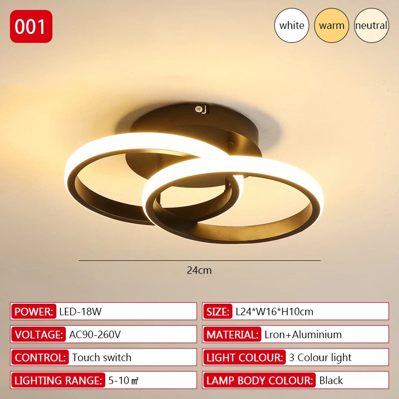 Lámpara de techo LED de 20 W para pasillo, iluminación moderna para el hogar, lámpara LED de superficie para dormitorio, sala de estar, pasillo, escalera, balcón.