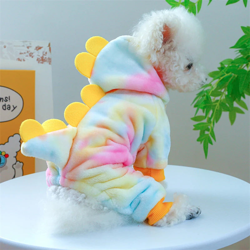 Ropa de forro polar súper suave para mascotas, para otoño e invierno, cálida y de felpa, para perros de cuatro patas, con diseño de dinosaurio, unicornio y gato.
