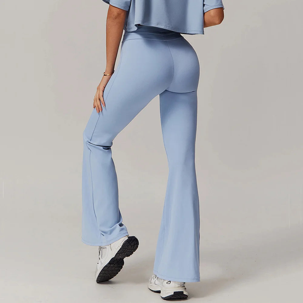 Leggings de yoga de cintura alta, estilo campana, transpirables, pantalones de yoga, para fitness, correr, realzar glúteos, entrenamiento en el gimnasio, ropa deportiva, pantalones de pierna ancha.