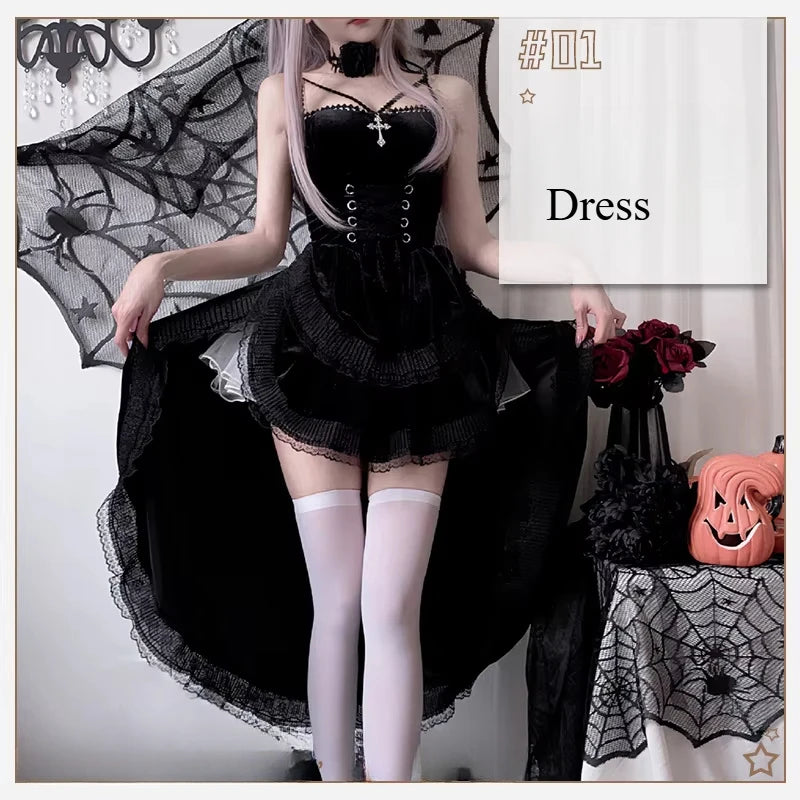 European and American Diablo Gothic Halloween Costume Ladies Dress Dovetail Witch Vampire Bride Performance Costume