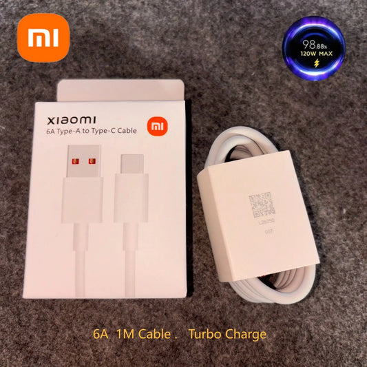 Cable de carga rápida turbo original de 6 A, 67 W, 120 W, 1/1,5 m, USB tipo C, cable de datos para Xiaomi POCO F3, F4, F5, X3, X4, X5 Pro, GT y Box