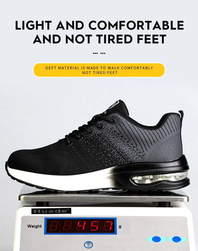 Zapatos de trabajo de protección anti-aplastamiento para hombres y mujeres, zapatos indestructibles anti-perforación, zapatos de trabajo con amortiguación de aire, zapatos de seguridad con puntera de acero para hombre.
