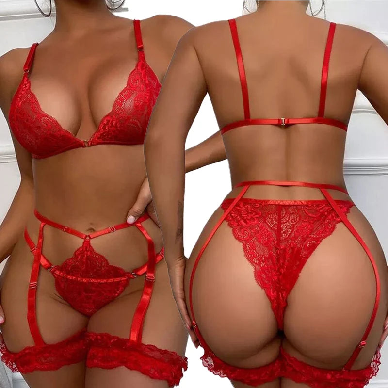 Conjunto de sujetador de encaje sexy, ropa interior sin entrepierna, pijama, body exótico transparente, lencería de fantasía, babydoll sexy.