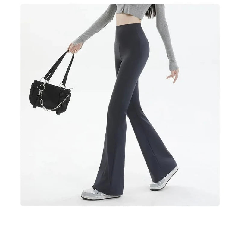 Pantalones de mujer, leggings acampanados, cintura alta, pernera ancha, pantalones de yoga, mallas deportivas sin costuras, para entrenamiento, gimnasio, ropa deportiva informal, adelgazantes.