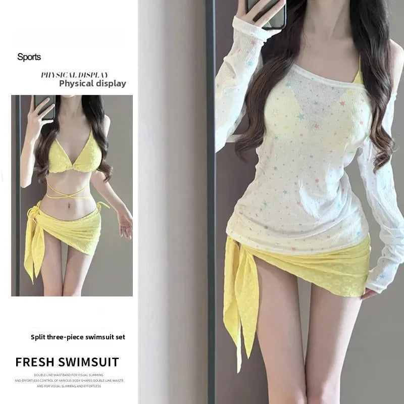 Conjunto de bikini sexy para mujer, traje de baño Pure Desire de cuatro piezas, traje de baño termal de spa para vacaciones