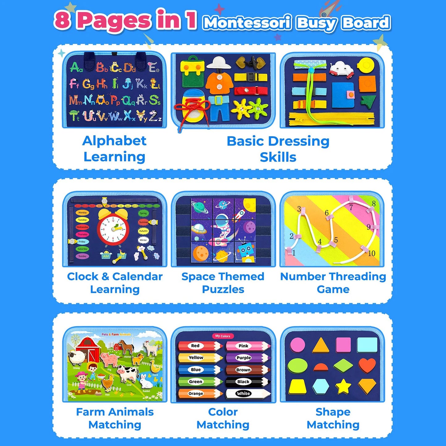 Juguetes Montessori para niños pequeños, juguetes sensoriales, juguetes para niños, regalos de cumpleaños, juguetes educativos de aprendizaje, actividades de viaje.