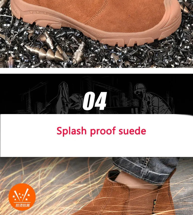 Anti Smashing And Anti Piercing Suede Safety Shoes Men's Steel Toe Cap Protection Work Shoes Fashion Scarpe Antinfortunistiche