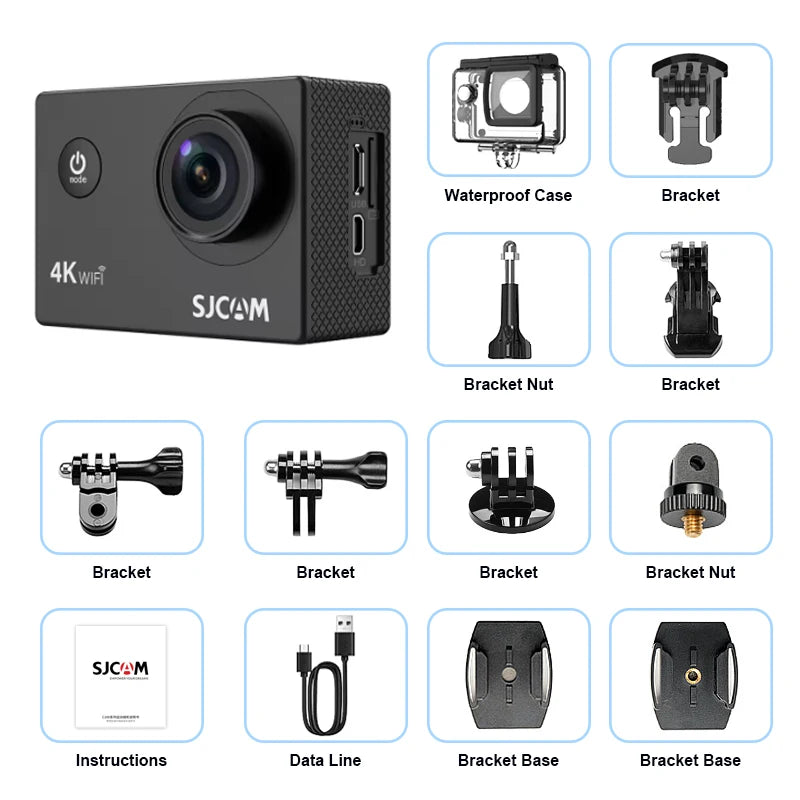 Cámara de acción deportiva SJCAM SJ4000 Air con vídeo 4K, resistente al agua hasta 30 m, 2,4 G, WiFi, para bicicletas y motocicletas.