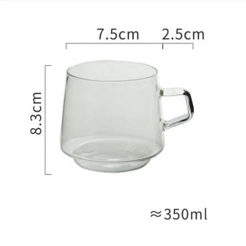 Taza de vidrio coloreada de 350 ml, resistente al calor, color ámbar, azul y verde, apilable, para café, té, 1 unidad