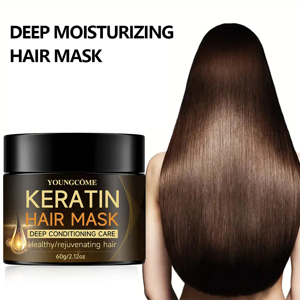 Mascarilla capilar de queratina, hidratante, acondicionador, suave, suave, antifrizz, cuidado del cabello dañado, reparación, restauración del brillo del cabello dañado, mascarilla capilar