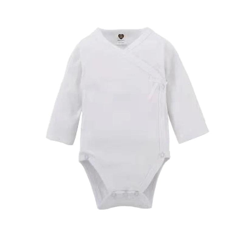 Ropa de bebé, mono, ropa para bebés, niños, ropa para niñas, mono de manga larga 100 % algodón, mono blanco para bebés recién nacidos con abertura lateral