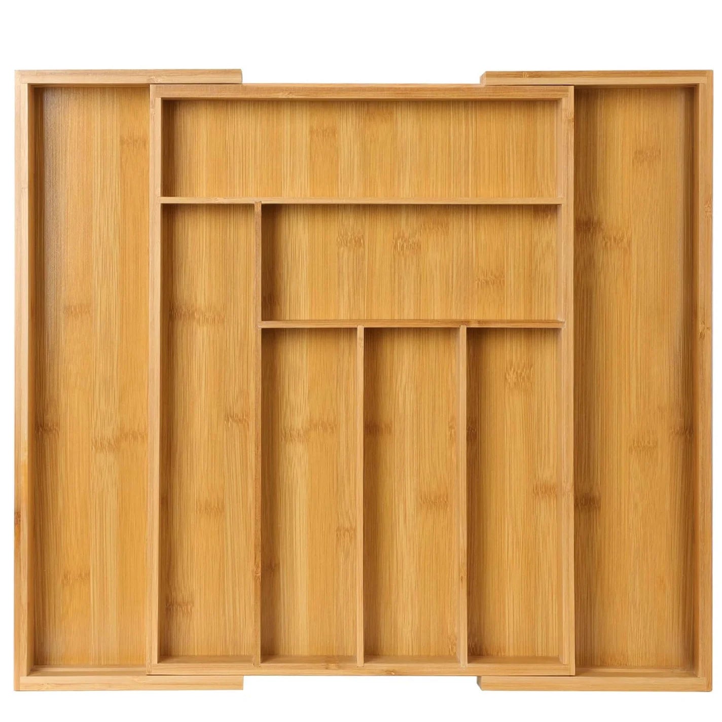 Organizador de cajones de bambú ajustable y expandible para cocina, dormitorio o sala de estar. Ideal para organizar cubiertos, cubiertos y cuchillos.