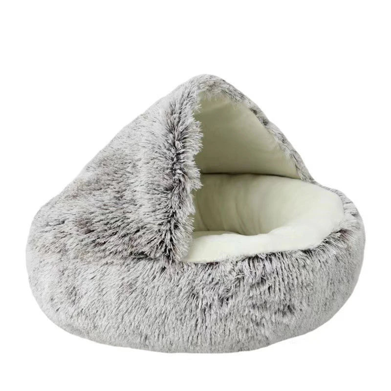 Cama de felpa suave para mascotas con funda, redonda, colchón para mascotas, cálida, nido para dormir para perros pequeños y gatitos.