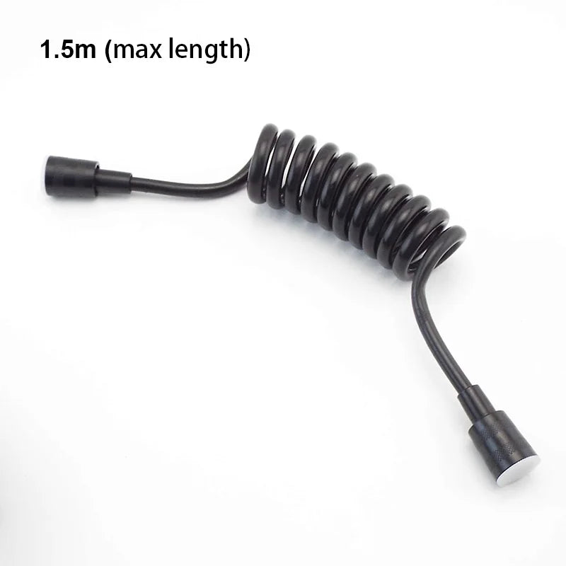 Accesorios de plomería negros de 1,5 m, 2 m y 3 m, manguera flexible de resorte para agua, manguera retráctil para línea telefónica, cabezal de ducha, para inodoro y bidé.