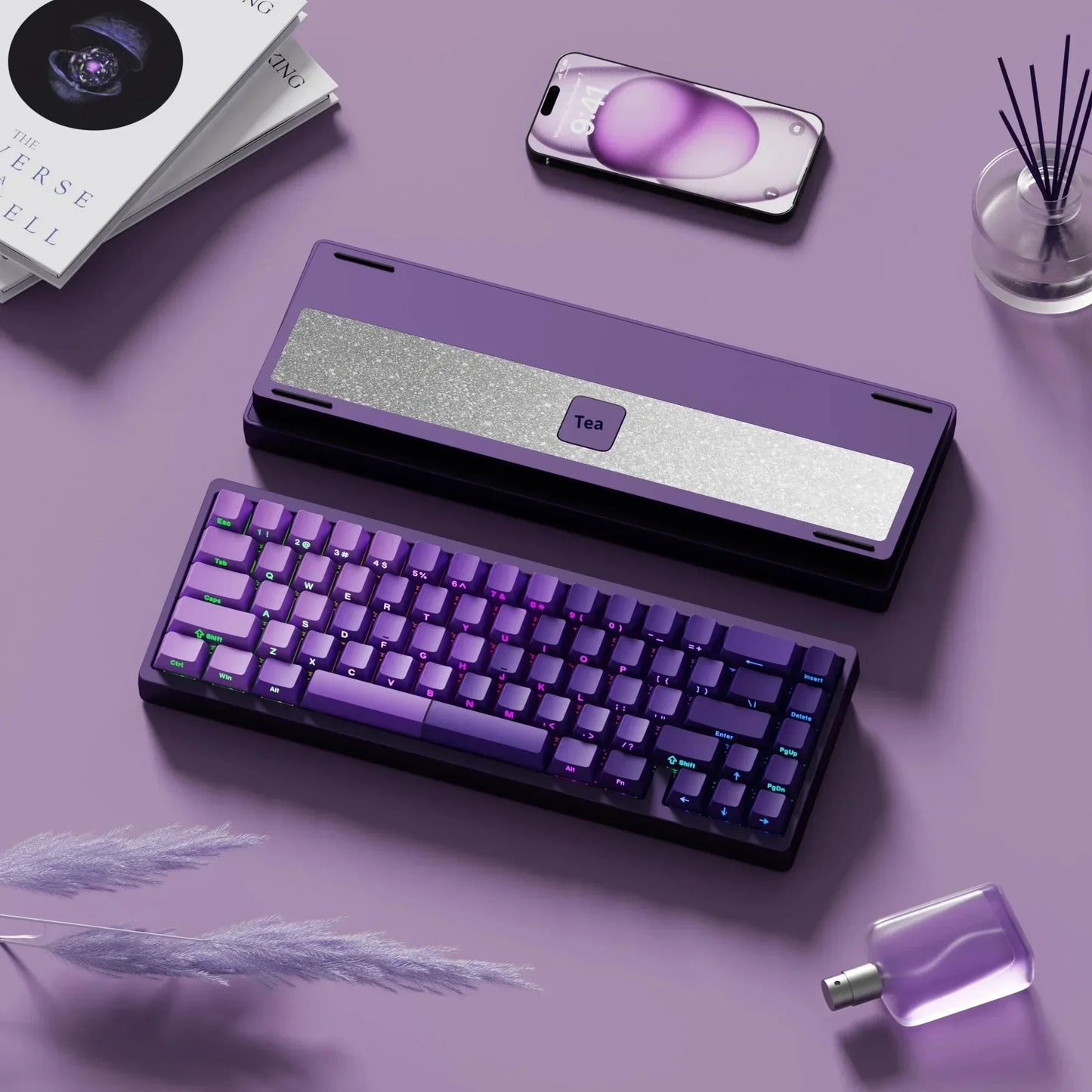 Teclado mecánico para juegos Weikav Lucky65 V2 RGB con junta intercambiable en caliente, estructura de 3 modos, aleación de aluminio, accesorio para PC