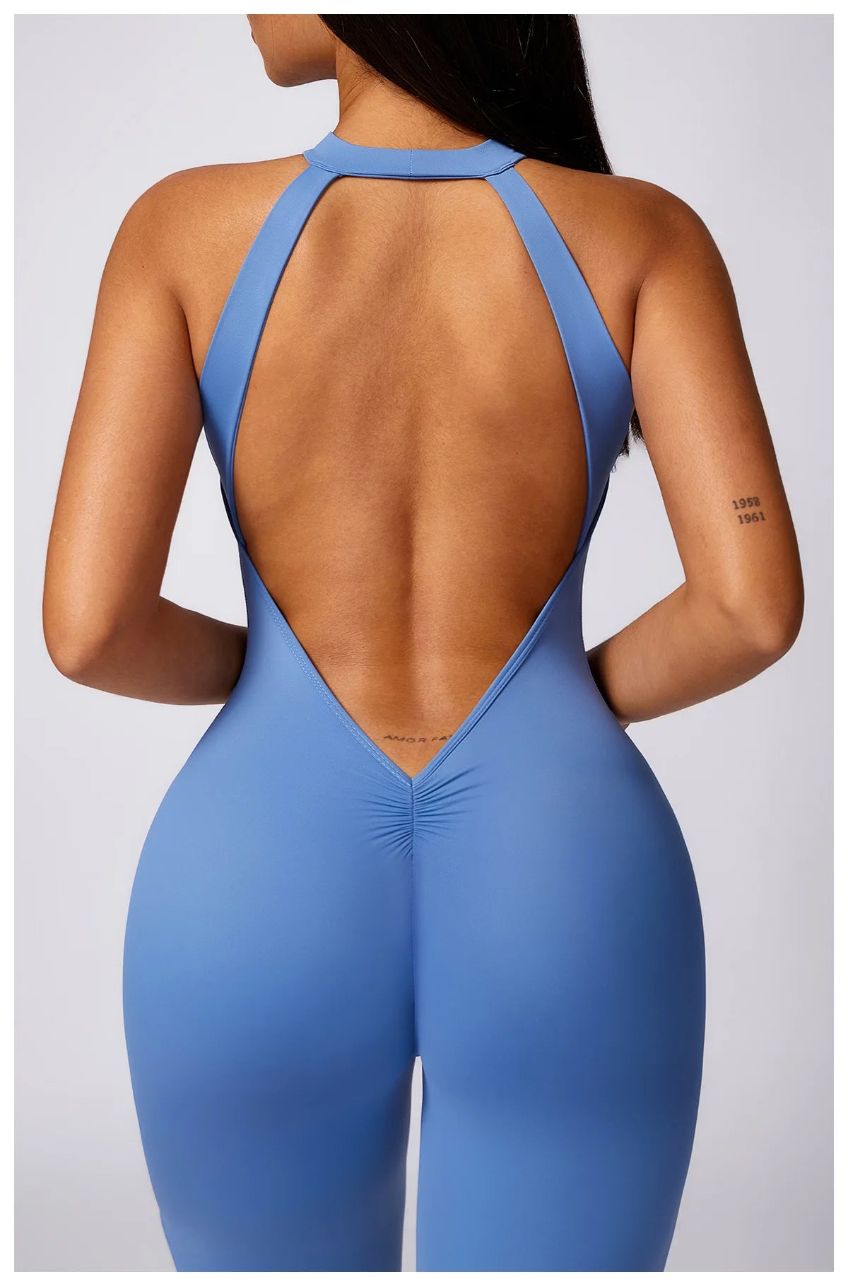 Conjunto de mono sin espalda para entrenamiento, mono de fitness, ropa deportiva siamesa para mujer, chándal, ropa de gimnasio, mono de una pieza, conjunto de yoga