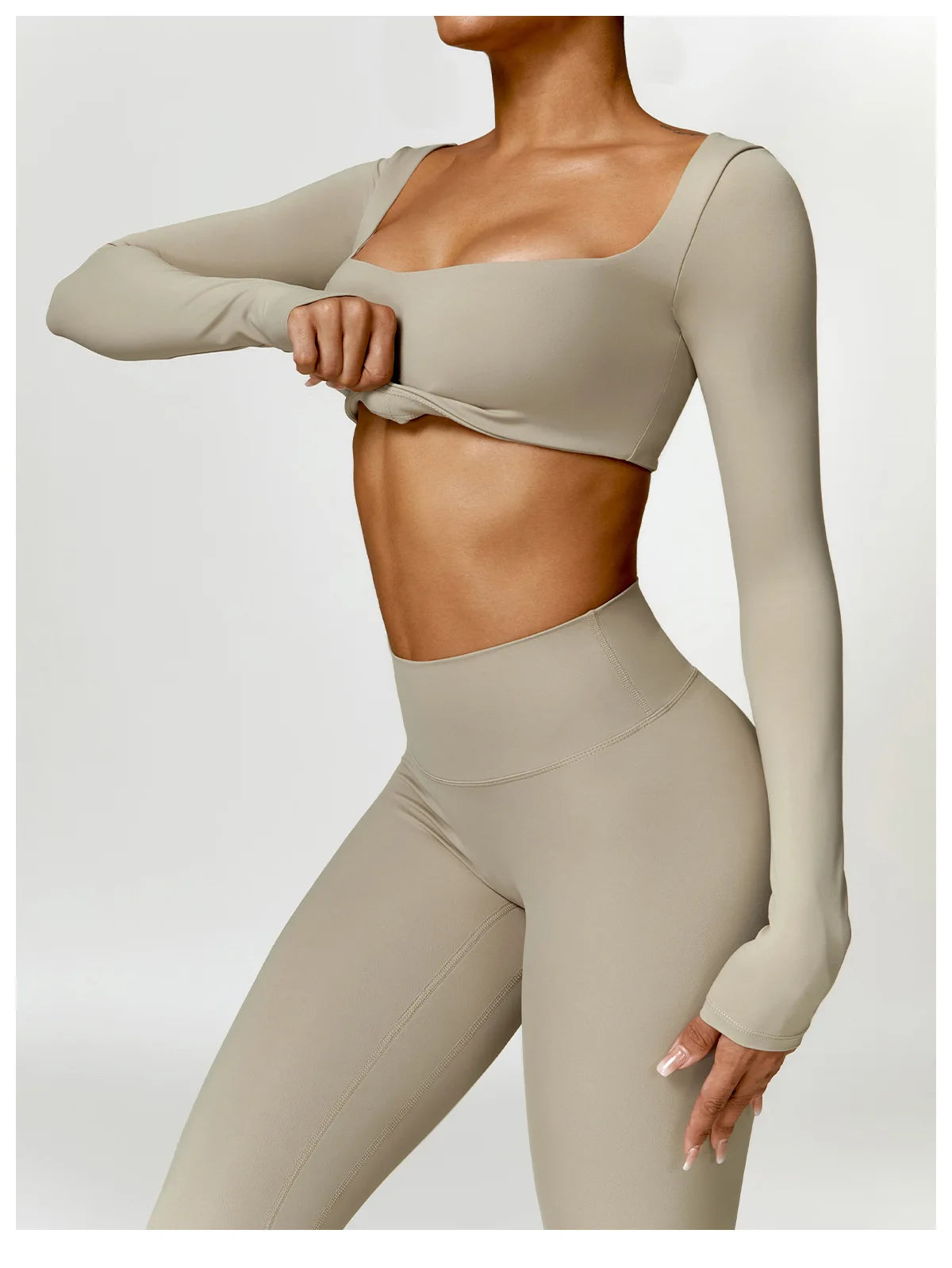Conjunto de chándal de yoga para mujer, 2 piezas, ropa deportiva para entrenamiento, ropa deportiva, leggings de gimnasio, sujetador de fitness, top corto, trajes deportivos de manga larga