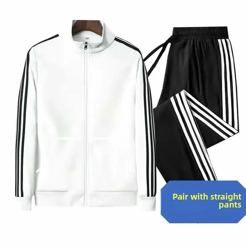 Conjunto deportivo para pareja, de manga larga y cuello alto, para correr, primavera y otoño, corte ajustado, versátil, popular, para correr por la mañana, dos piezas