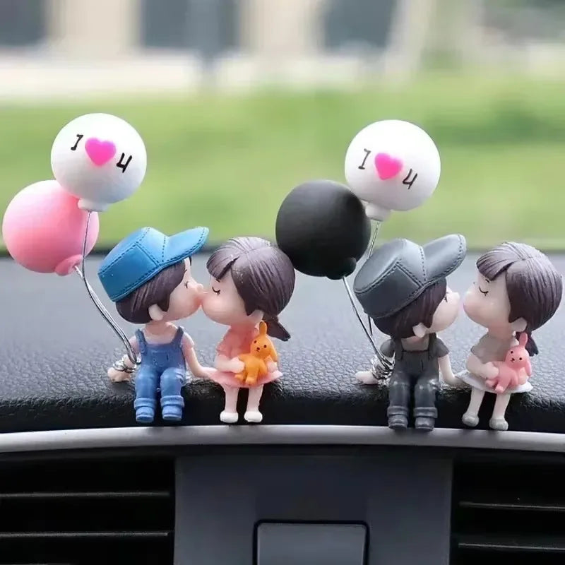 Lindos adornos de pareja para coche, decoración de interiores, manualidades, escritorio de oficina, globos, adornos de pareja, decoración de figuras para panel de instrumentos