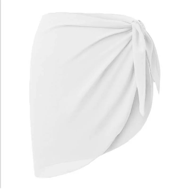 Traje de baño corto de verano para mujer, pareo de playa, bikini, falda transparente, bufanda de gasa, pareo transparente para traje de baño