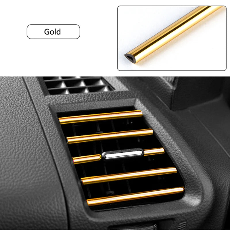 10 tiras decorativas suaves para salida de aire acondicionado de coche, accesorios para rejilla interior de coche, tira decorativa universal en forma de U.