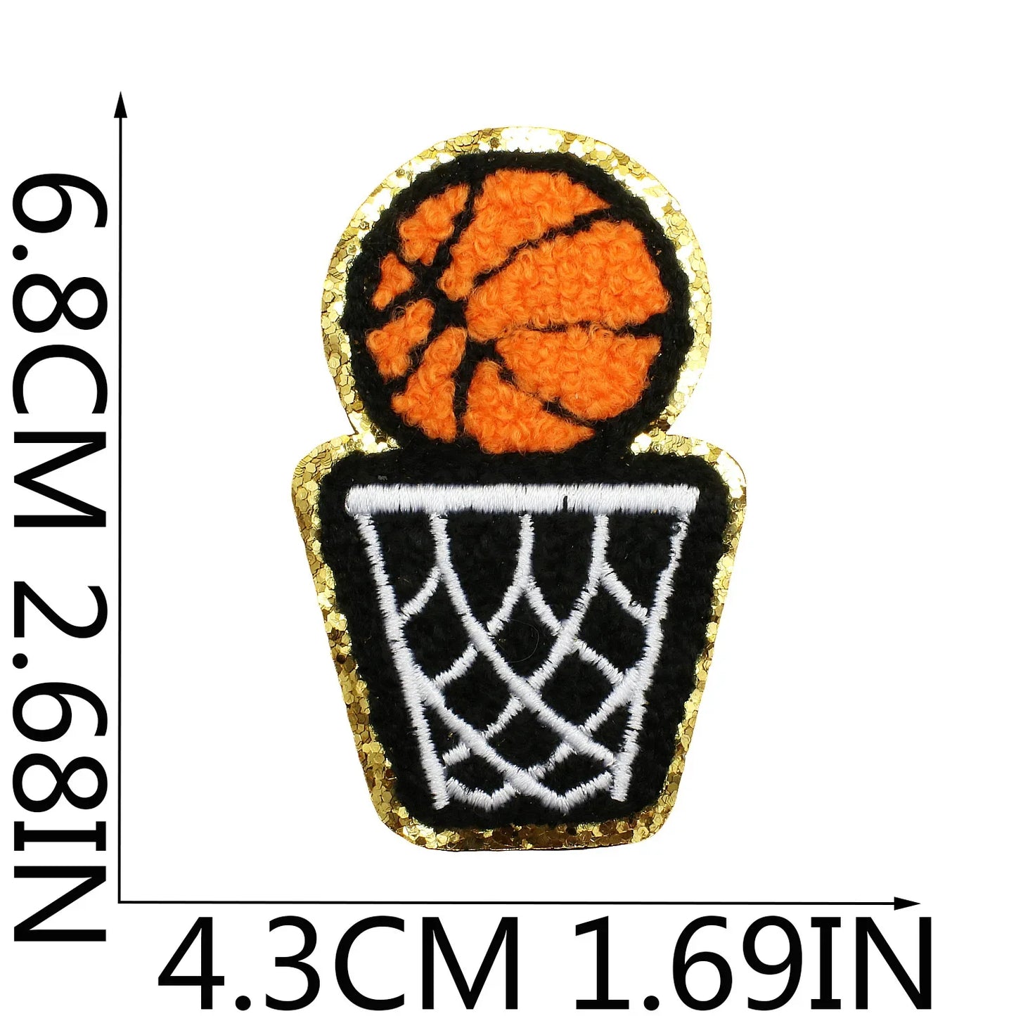 Emblema de baloncesto deportivo, accesorios de ropa, insignia, pegatina bordada, parches termoadhesivos