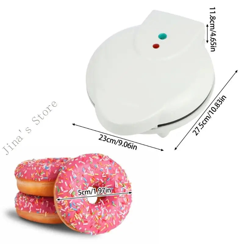Mini máquina para hacer donas de 1000 W con superficie antiadherente. Prepara 7 donas pequeñas. Ideal para postres infantiles.